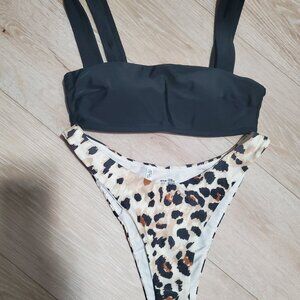 Aerie Black Top and Cheeky Animal Print Bottoms | S